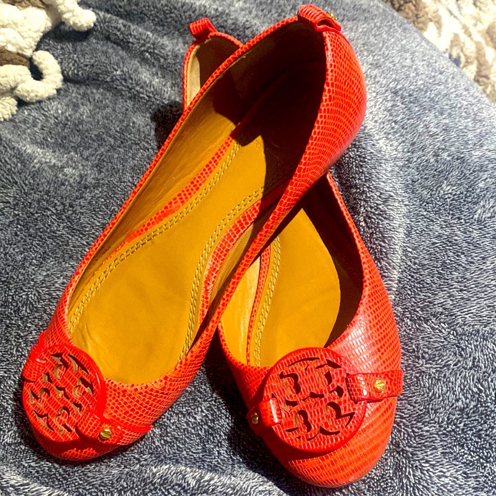 Red Excellent condition Tory Burch Flats